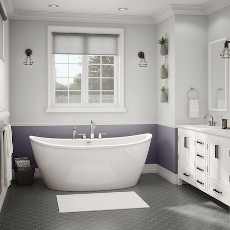 Maax Delsia 6636 Acrylix Freestanding Center Drain Bathtub in White with White Skirt 106193-000-002-104