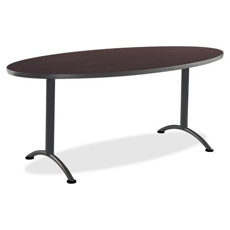 Iceberg ARC Oval Table, Walnut Top, Grey Steel Frame, 36 in W x 72 in L 69424