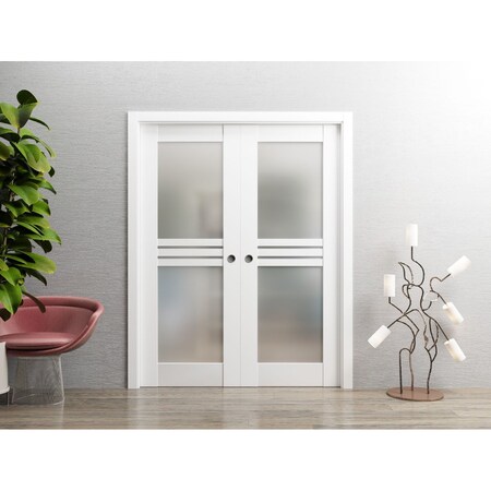 Vdomdoors Double Pocket Interior Door, 60" x 80", White MELA7222DP-WS-60