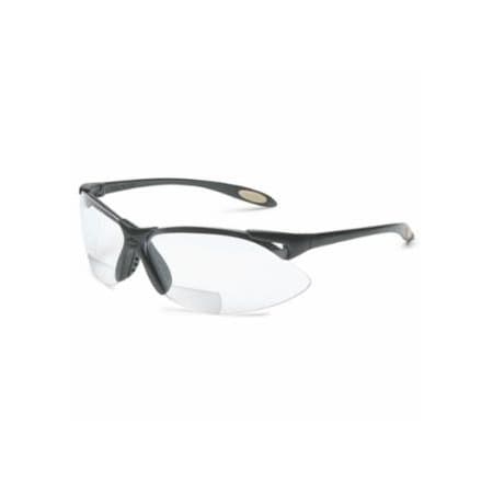 Uvex A900 Series Reader Magnifier Eyewear, Clear Lens, Hard Coat, Black Frame 812-A952