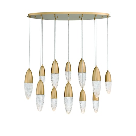 Eurofase Ã‰crou Modern Halogen Indoor Chandelier, 12-Light, Drum, Dimmable, Gold/Glass 43861-035