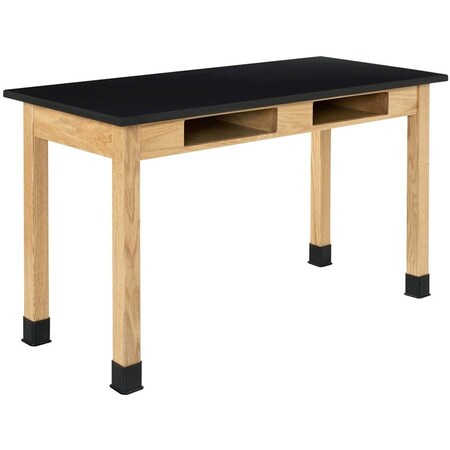 Diversified Spaces Compartment Table, Oak, Wood Frame, 54 in W, Black C7202BK30N