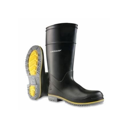 Dunlop Protective Footwear Polyflex 3 Rubber Boots, Steel Toe, Men's 6, 15 in Boot, PolyBlend/PVC, Black/Gray/Yellow 868-8990800.06