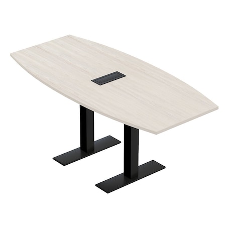 Skutchi Designs 6ft Boat Conference Table With Power | Harmony Series | 6 Person Meeting Room Table HAR-BOT-36X72-T.BK-K458-EBLK