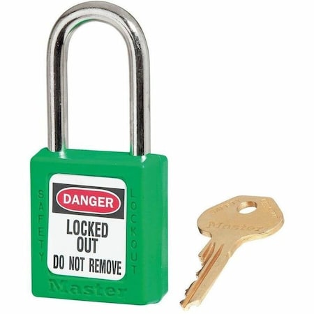 Master Lock Zenex Thermoplastic Safety Padlock, 1-1/2 in Wide with 1-1/2 in Shackle, Green 410GRN