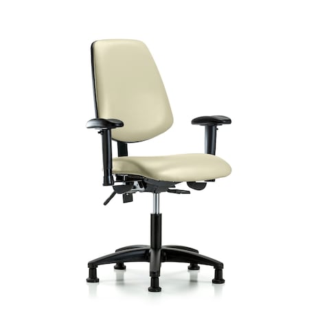 Blue Ridge Ergonomics Desk Chair Adjustable Arms, 18" to 23" Height, Vinyl, Adobe White BR-VDHCH-MB-RG-T0-A1-RG-8501