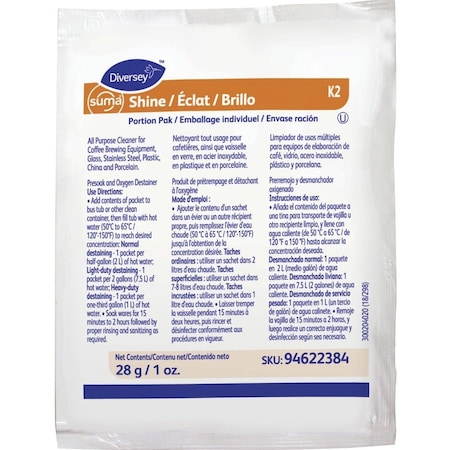 Diversey Suma Pre-Soak Destainer, 1 oz, PK100 94622384