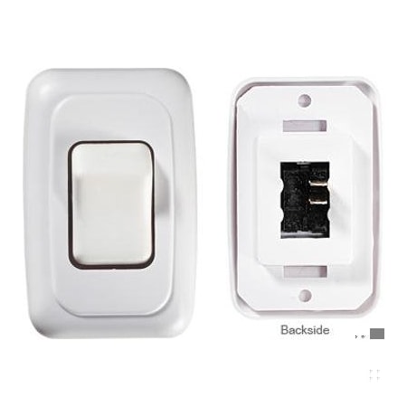 Rv Designer CONTOURED WALL SWITCH, BLK, SGL, ON/OFF- SPST- CUT-OUT 1-5/8INH X 1-1/ S521
