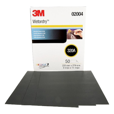 3M Sanding Sheet, 11 in L, 9 in W, 320 G 7000148222
