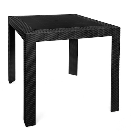 Leisuremod Mace Weave Design Outdoor Square Dining Table, Black MT31BL