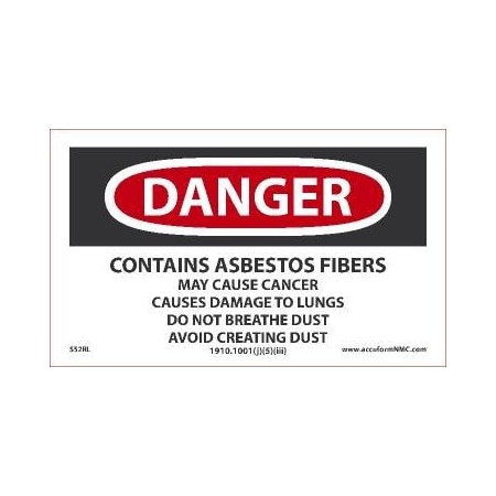 Nmc Danger Contain Asbestos Fiber Avoid Crea VRD82
