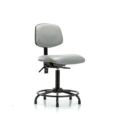 Blue Ridge Ergonomics Bench Chair, Vinyl, RT Glides, Dov, No Arms, 22" to 29" Height, Dove BR-VMBCH-RT-T0-A0-RG-8567