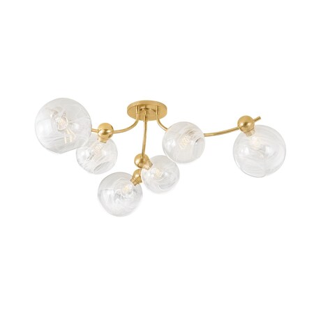 Corbett Lighting Astraia 6 Light Semi Flush 54 In. Vintage Brass 450-54-VB