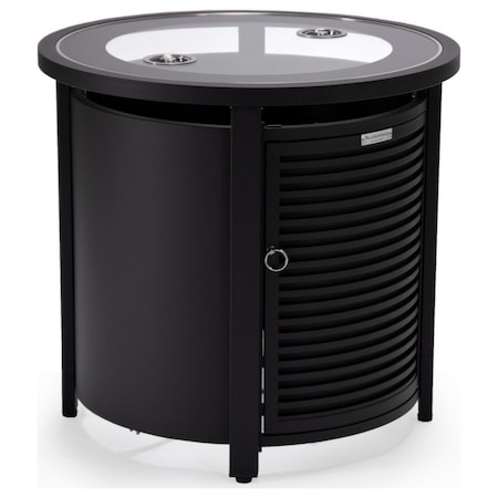 Leisuremod Walbrooke Black Patio Round Tank Holder with Slats Design, Black WHS24BL