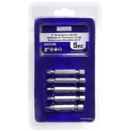 Vulcan Screwdriver Bit Set, 5Piece, Satin 477751OR