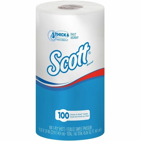 Scott Scott Essential Perforated Roll Paper Towels, 1 Ply, 102 Sheets, 51 ft, White, 24 PK 47031