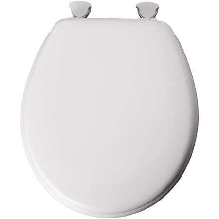 Bemis Toilet Seat, Round, Molded Wood, White, Twist Hinge 44EC-000