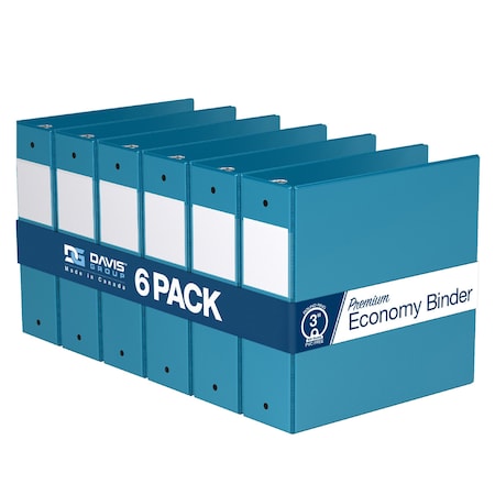 Davis Group Premium Economy, Round Ring, Binder, (Turquoise Blue, 3"), PK6 2314-52-06