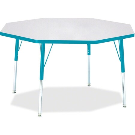 Jonti-Craft Berries Octagon Activity Table, 48 in. x 48 in., A-height, Freckled Gray/Teal/Gray 6428JCA005