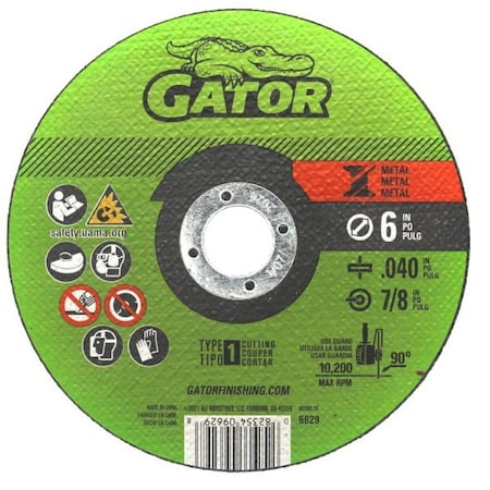 Ali Gator Grinding Wheel, 6 in Dia, 0.04 in Thick, 7/8 in Arbor 9629