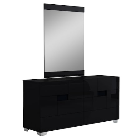 Homeroots 30" Superb Black High Gloss Dresser 329644