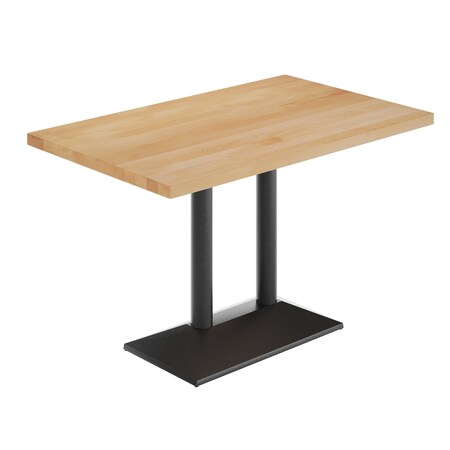 Flash Furniture Bennett 30 in x 48 in Solid Wood Indoor Tabletop in Natural with 27 in x 15 in Black Double Column GSF-REC3048-NAT-TB002B-GG