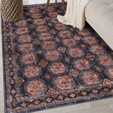 World Rug Gallery Transitional Moroccan Washable Non Slip Area Rug 3 ft x 5 ft Rust WR83RUST3X5