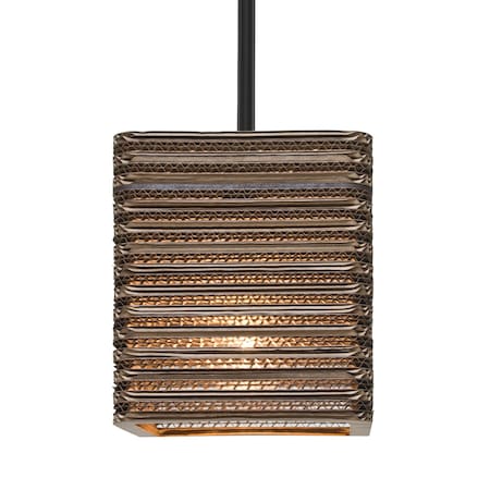 Besa Lighting Besa Kirk 6 Stem Pendant, Corrugated Cardboard, Black Finish, 1x 9W LED 1TT-KIRK6-LED-BK