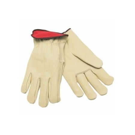 Mcr Safety Insulated Drivers Gloves, 3250, Premium Grade Grain Cowskin, Fleece Lining, X-Large, White 127-3250XL
