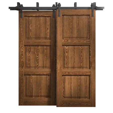 Sartodoors Sliding Closet Barn Bypass Doors 72 x 80 inches, Ego 5010 Cognac Oak Veneer, Modern 6.6ft Rails Ha EGO5010BBB-DKO-72