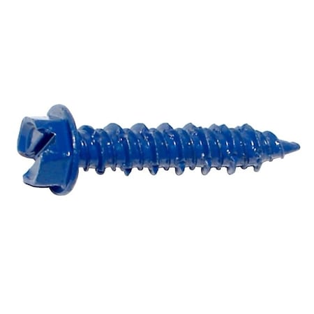 Midwest Fastener Masonry Screw, 1/4" Dia., Hex, 1 1/4 in L, Steel Blue Ruspert M09266