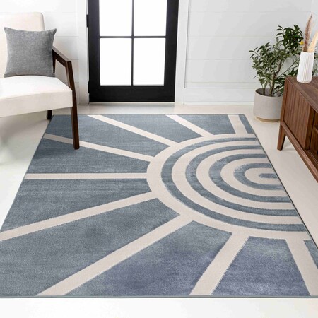 Jonathan Y Aelius MidCentury Scandinavian Abstract Sun Two-Tone High-Low Blue/White 8 ft. x 10 ft. Area Rug SND101C-8