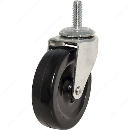 Richelieu Multi-Purpose Furniture Caster, Swivel Without Brake, with Threaded Stem, Black, Zinc F30719