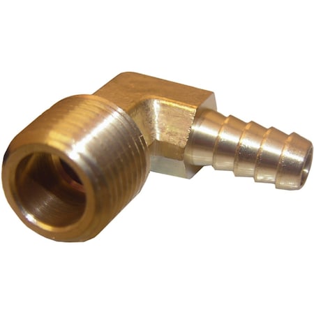 Westlake Pipe & Fittings 1/2'' MPTx3/8'' Hose Barbed 90 Deg. Brass Elbow, 1/4 Bend 17-7913
