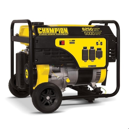 Champion Power Equipment Portable Generator, Gasoline, 5,000 W Rated, 6,250 W Surge, Recoil Start, 120/240V AC, 30 A A 100812