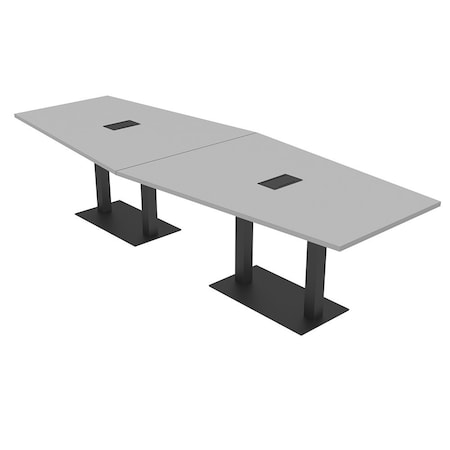 Skutchi Designs Hexagon Conference Table With Power Unit, 48 in W, 144 in L, Grey HAR-HEX.IR-48X144-DOU.BK-U779-EBLK