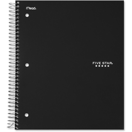 Five Star 8.5 x 11.5 in. Wirebound College Ruled Notebook 3 Subject, Black MEA72069