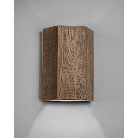 Luxury Lighting Oakheart 15 in Tall Wood-Look Ceramic 3-Sided LED Outdoor Wall Light TL-195-Brk-ud-7