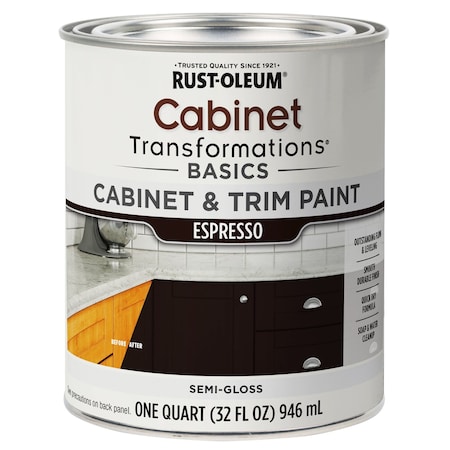 Rust-Oleum Cabinet Transformations Basics Cabinet and Trim Paint , Espresso, Semi-Gloss, 1 Quart 372011