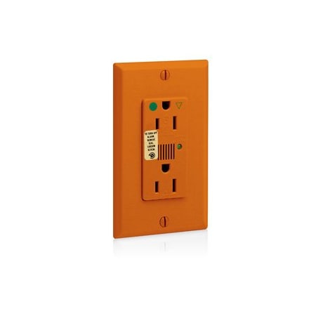 Leviton Surge Protector Receptacle, 15 Amp, 125 Volt, 5-15R NEMA, Orange 8280-IGO