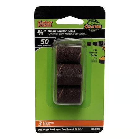 Gator Finishing 0.75 x 1 in. Drum Sander Refills, 50 Grit, 3PK 6078GA