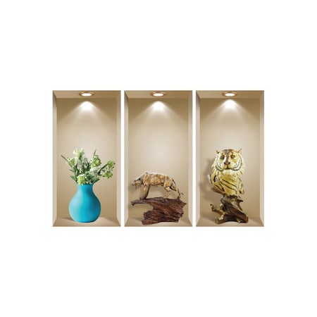 Homeroots Set of Three Aba Faux Niche 3D Peel and Stick Wall Decals, 3PK 565376