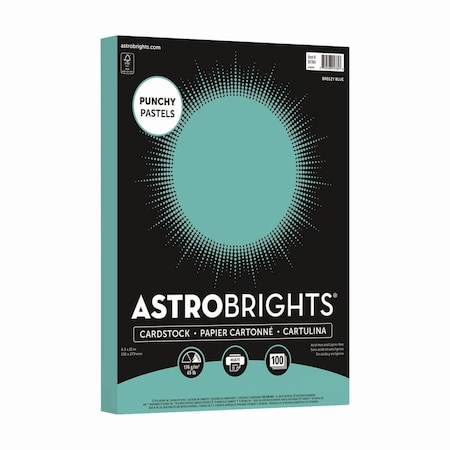 Astrobrights Color Cardstock -inPunchy Pastelsin Assortment, 65 lb Cover Weight, 8.5 x 11, Breezy Blue, 100PK 91784