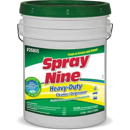 Spray Nine Cleaner and Disinfectant, 5 gal. Pail, citrus, Clear 26805