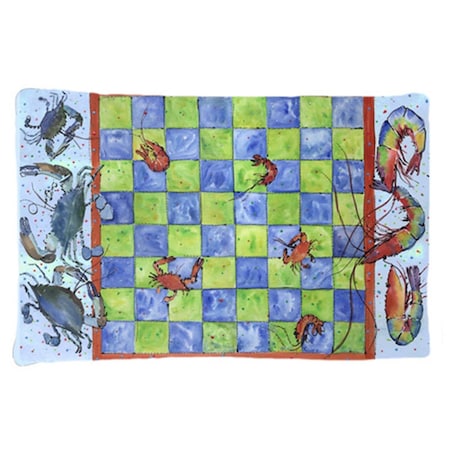 Carolines Treasures 20.5 x 30 in. Crab and Shrimp Checkerboard Moisture Wicking Fabric Standard Pillow Case 8196PILLOWCASE