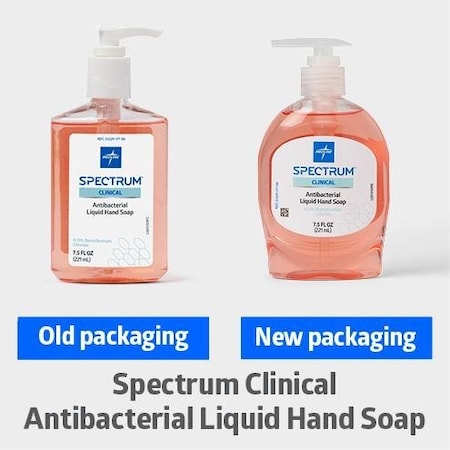 Medline Spectrum Clinical Antibacterial Liquid Hand Soap w 0.13% BZK, Clean Scent, 7.5-oz. Pump Bottle, 12PK HHABSP75
