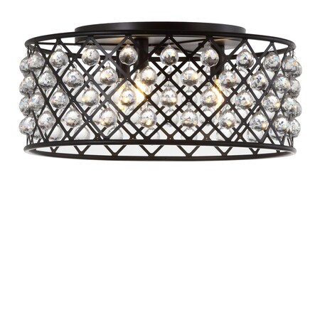 Jonathan Y Gabrielle 19" Metal/Crystal LED Flush Mount Ceiling Light, Oil Rubbed Bronze/Clear JYL9024A