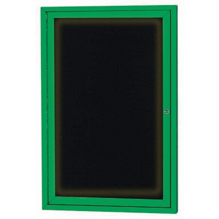 Aarco Illuminated Enclosed Letter Board Directory w/ Powder Coated Green Al Frame, 24''Hx18''W 1 Door ADC2418IG