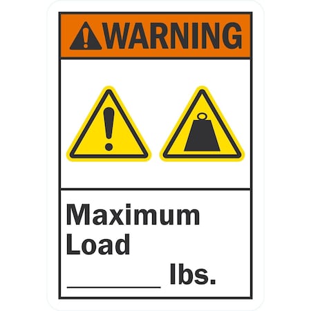 Lyle Maximum Load _ Lbs. (With Graphic and Write-On Area), 10x14, Non-Reflective, White G-1242-NA_10x14