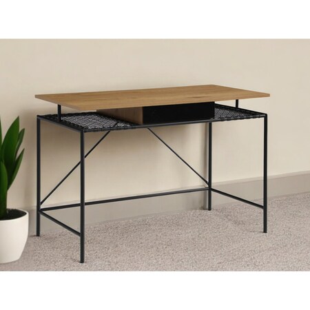 Homeroots 43" Natural and Black Writing Desk 543756